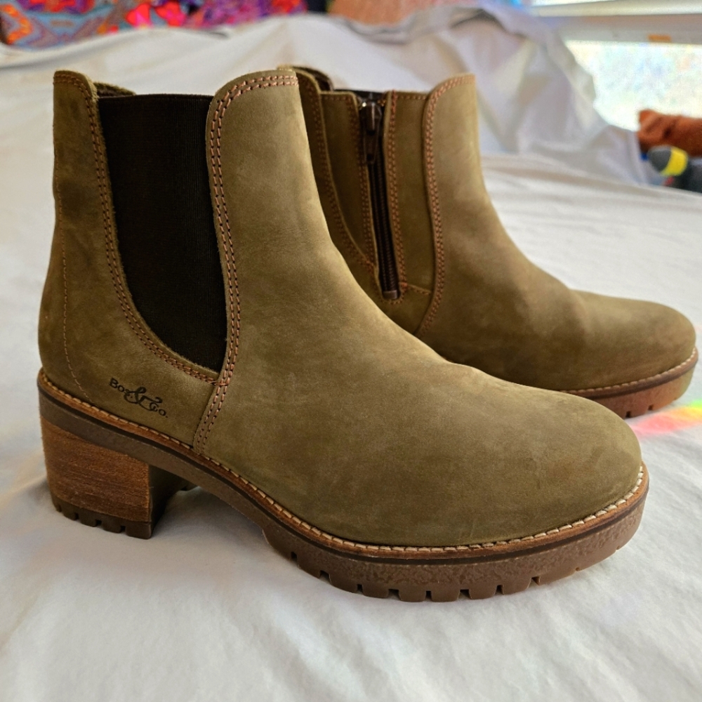 Bos & Co Mass Sage Green Waterproof Boot Women's 38 or 7-7.5 Fall Winter Booties